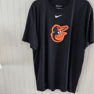 Nike Men's Black and Orange ORIOLES tee